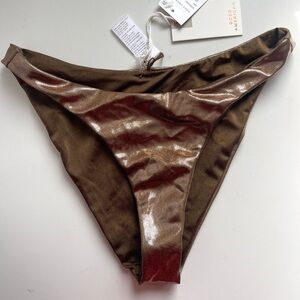 Good American Foil Better Bikini Bottom Mocha Reversible NWT